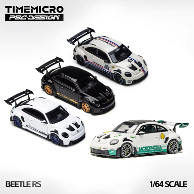TimeMicro×PSC 1:64 甲壳虫RS 保时虫白色展会版合金车模摆件
