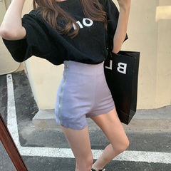 High waist retro side zipper skinny stretch jeans versatile hot pants