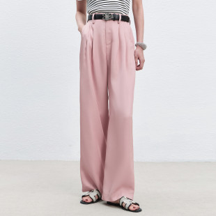 拖地长裤 伊华欧秀粉色直筒遮肉阔腿裤 子T52AK6067 限时直降