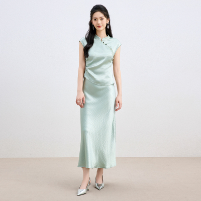 【限时直降】伊华欧秀棉感套装夏季镂空衬衫半裙两件套52WTZ6404