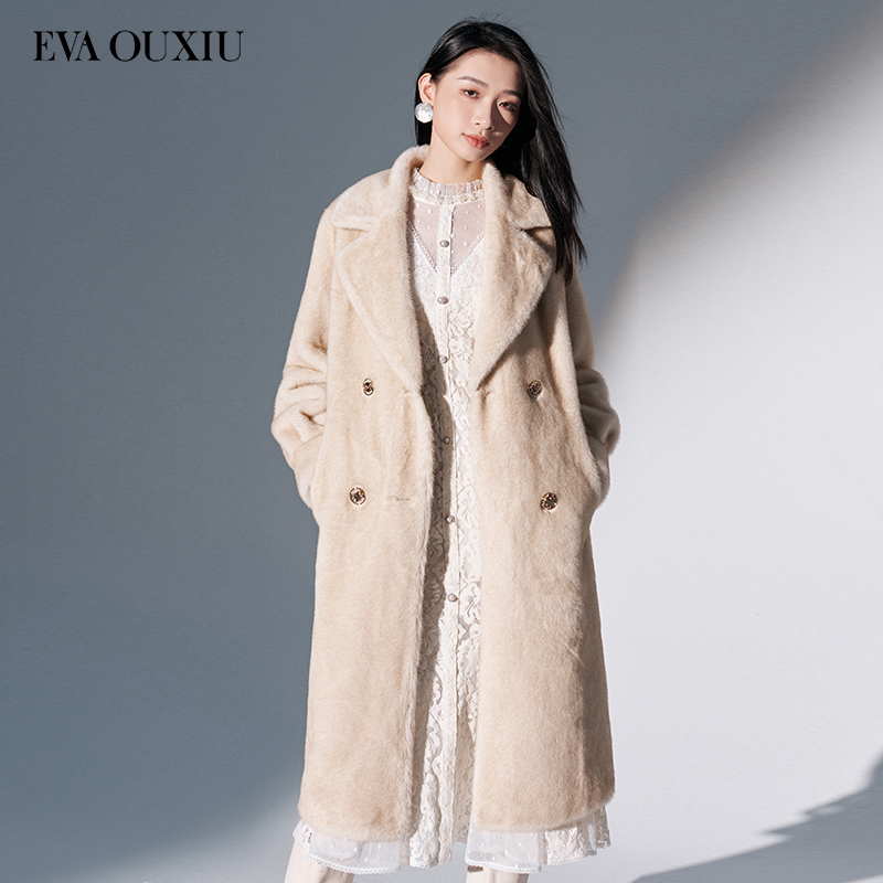 OUXIU/欧袖聚酯纤维毛呢中长款