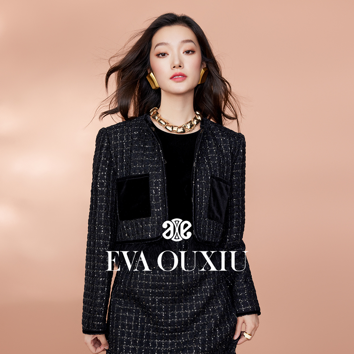 【限时直降】伊华欧秀千金风短外套女拼接亮片上衣E35AS1067