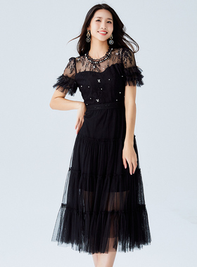 【限时直降】伊华欧秀黑色连衣裙32WAQ3259