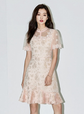 【限时直降】伊华欧秀新中式鱼尾裙提花夏季连衣裙42WAQ4860