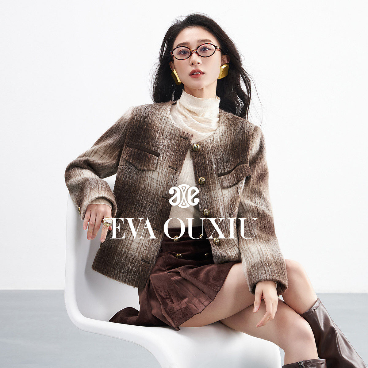 【限时直降】伊华欧秀小香风外套千金风短款格纹毛呢女45KLS5137,女装/女士精品,毛呢外套,淘宝优惠券,粉丝福利购,淘宝优惠卷