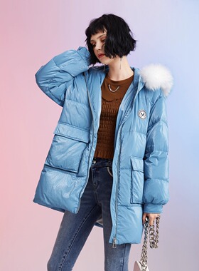 【限时直降】 伊华欧秀大毛领羽绒服F15YS5565