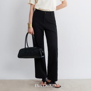 修腿显瘦长裤 伊华欧秀垂感仿醋直筒休闲裤 52WAK6116 限时直降