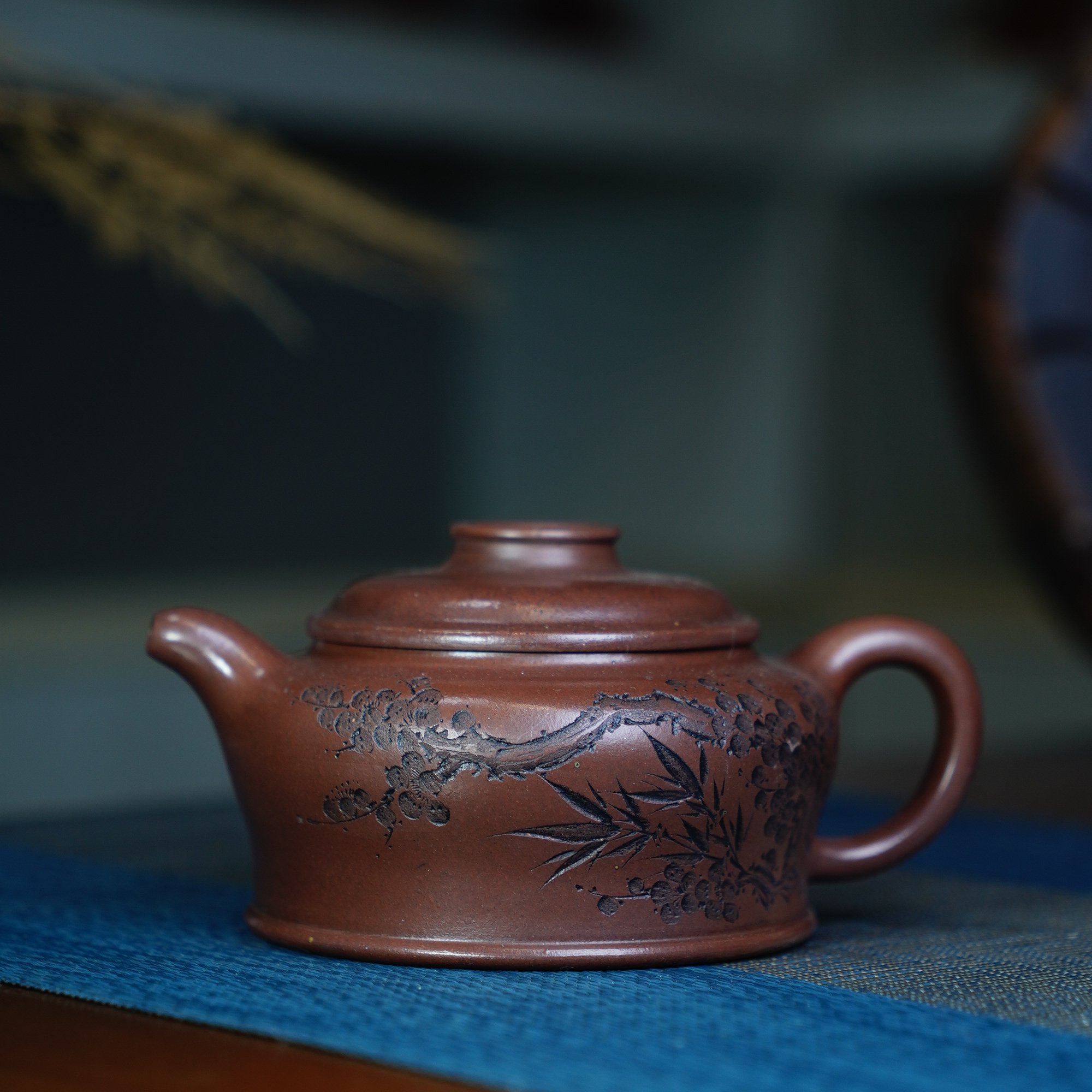 宜兴紫砂黄龙山原矿紫泥两面刻绘矮罐容量260cc清仓特价快递包邮