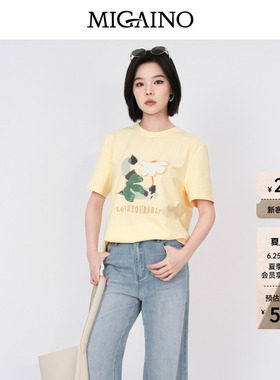 Migaino曼娅奴女装2026年夏季新款宽松版设计感卡通T恤MQ22RA034