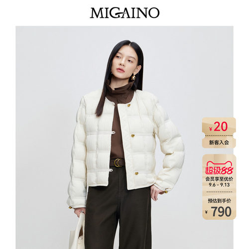 Migaino曼娅奴女装冬季新款圆领正肩新中式保暖羽绒服MP42IA015