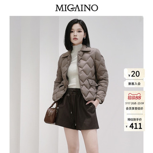 Migaino曼娅奴女装冬新款小个子轻薄短款90绒子白鸭绒羽绒服外套