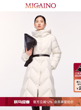 Migaino曼娅奴女装冬季新款收腰气质中长款羽绒服MO42IC028