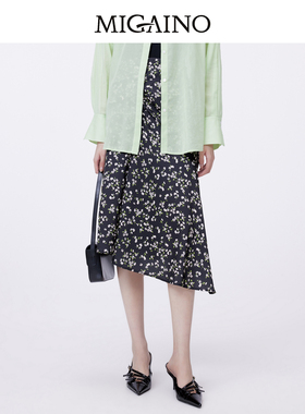 Migaino曼娅奴碎花半身裙女春夏新款气质高腰裙子MO12EB063