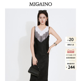 【醋酸】Migaino曼娅奴2026夏新款设计感蕾丝吊带背心上衣女
