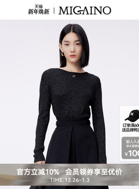 Migaino曼娅奴毛针织衫女早春新款时尚百搭亮丝毛衣MO12WH205