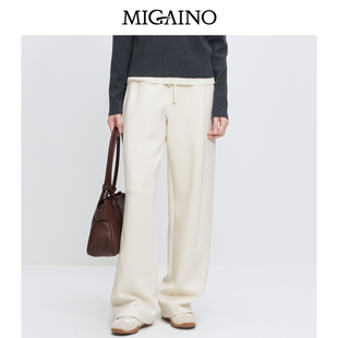 Migaino曼娅奴女装秋冬新款高腰显瘦宽松百搭运动休闲裤MP42BC003