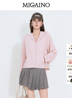 Migaino曼娅奴女装2026年夏季新款运动休闲百搭轻薄连帽短外套