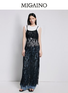 【商场同款】Migaino曼娅奴女装小众时尚T恤蕾丝连衣裙MP22DD071