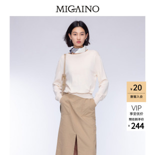 Migaino曼娅奴女装秋季新款简约轻薄打底套头毛衣MO32WH243