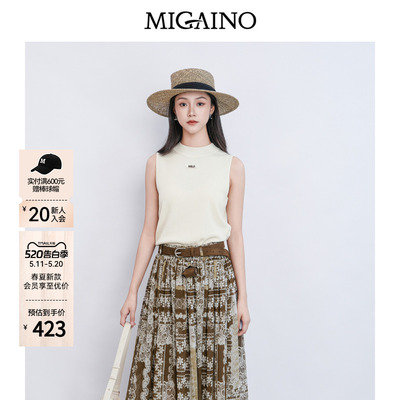 Migaino曼娅奴女装2026夏新款气质感简约休闲无袖针织衫MQ22KW210