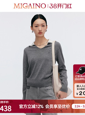 Migaino曼娅奴女装2025春新款简约气质高级感灰色毛衣MP12WH204