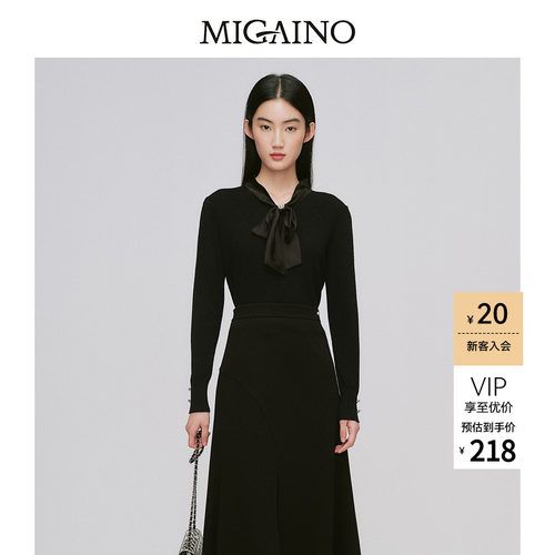 Migaino曼娅奴女装秋冬新款小众设计感蝴蝶结百搭显瘦毛衣