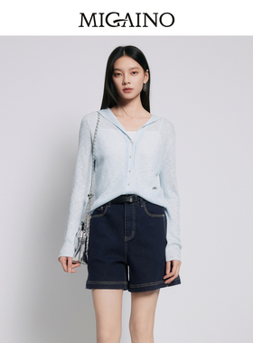 【商场同款】Migaino曼娅奴女装休闲轻薄软糯连帽针织衫MP22JK219