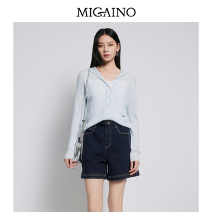 MP22JK219 商场同款 Migaino曼娅奴女装 休闲轻薄软糯连帽针织衫