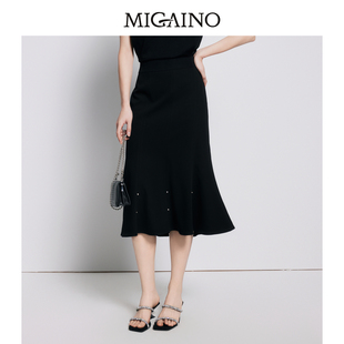 【商场同款】Migaino曼娅奴女装高腰显瘦优雅包臀半身裙MP22EB023