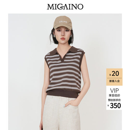 Migaino曼娅奴女装2026夏季新款老钱风休闲百搭polo领无袖针织衫