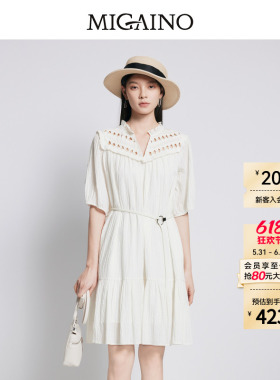 【商场同款】Migaino曼娅奴女装气质感法式镂空连衣裙MP22DA023
