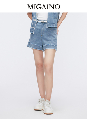 Migaino曼娅奴女装夏季新款小个子高端短款牛仔裤MO22NA009
