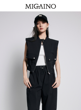 【商场同款】Migaino曼娅奴女装黑色百搭无袖工装马夹MP22CA008