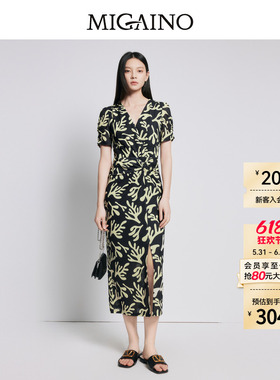 【商场同款】Migaino曼娅奴女装收腰显瘦别致印花连衣裙MP22DA059