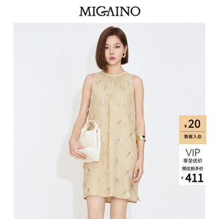 Migaino曼娅奴女装2026夏季新款A字无袖短款裙子小众设计感连衣裙