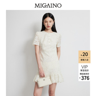 Migaino曼娅奴女装夏季新款优雅法式时尚气质蕾丝连衣裙