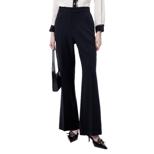 Migaino曼娅奴黑色微喇裤女新款修身显瘦休闲裤MO12BC016