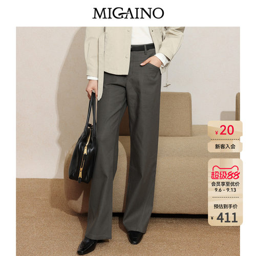 Migaino曼娅奴女装2026秋季新款美式复古宽松高腰直筒阔腿牛仔裤