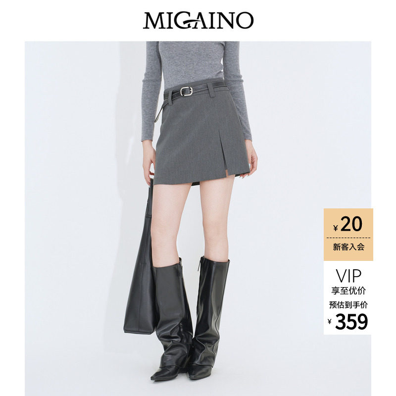 Migaino曼娅奴女装2026年秋季新款高腰时尚休闲百搭开叉显瘦裙裤