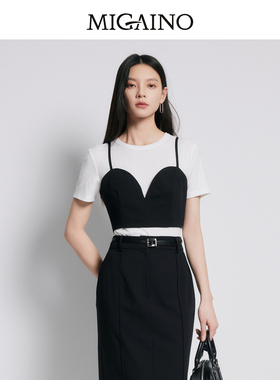 【商场同款】Migaino曼娅奴女装个性时尚小众T恤两件套MP22RA045