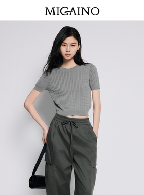 【商场同款】Migaino曼娅奴女装新款修身百搭针织上衣MP22KW272