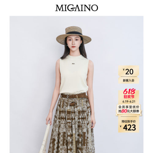Migaino曼娅奴女装2026夏新款气质感简约休闲无袖针织衫MQ22KW210
