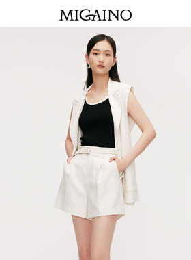 Migaino曼娅奴女装夏季新款通勤简约经典西装领马甲MO22CA002
