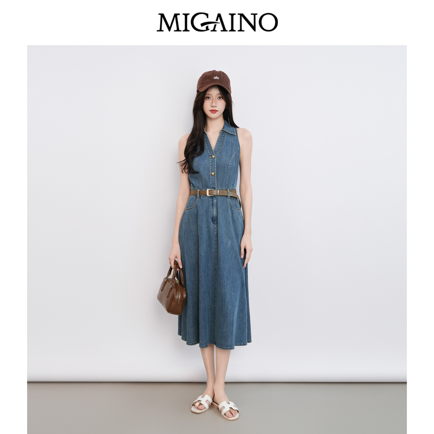 Migaino曼娅奴女装2026年夏季新款街头风休闲牛仔连衣裙MQ22DJ042