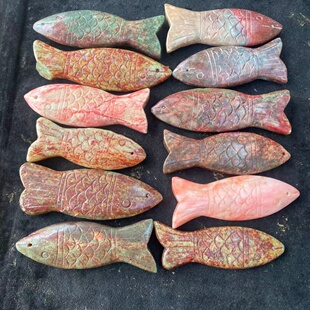 青海玉古玉雕刻吉祥寓意动物立体鱼形吊坠挂饰栩栩如真