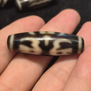 天缘台工牙黄优质扎基拉姆天珠风化细腻包浆马蹄纹老旧特殊图腾