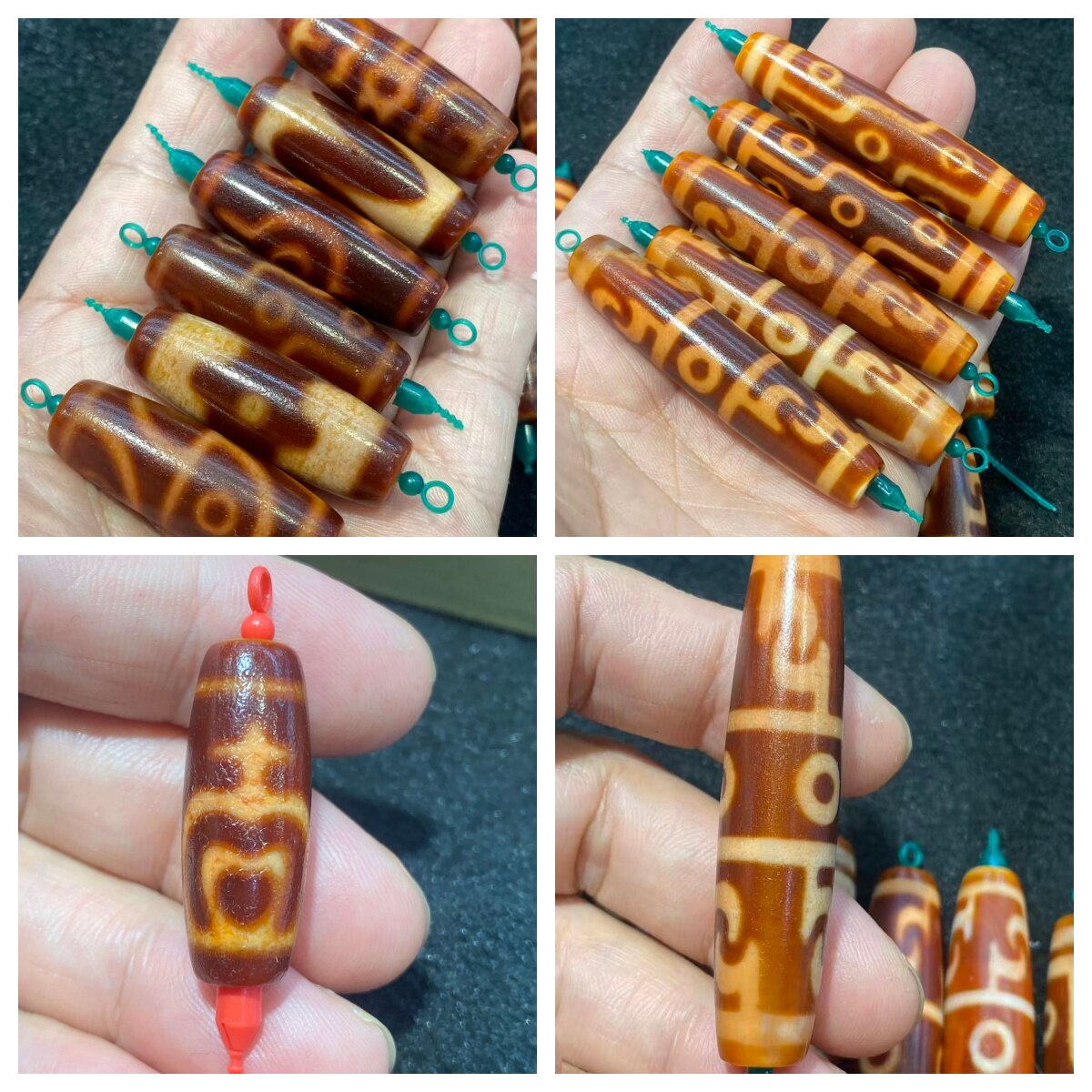 老皮壳措丝橘料红肉金线天珠台湾工艺风化包浆藏式散珠配珠diy