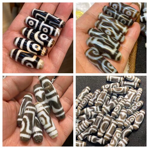 黑白/灰色玛瑙天珠手工珠