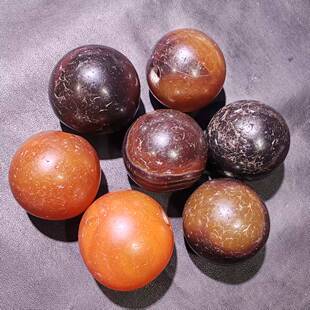 37-40㎜古珠圆球做旧大年份c形马蹄状风化纹老玛瑙珠子糖球收藏品