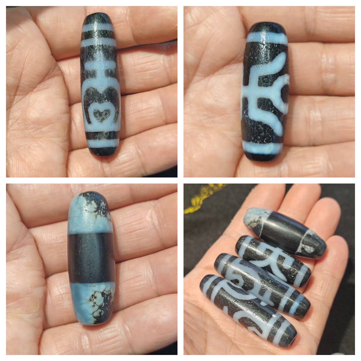 台湾工艺黑白色玛瑙天珠贵人线珠宝瓶等风化包浆散珠配珠DIY手链